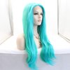 Sylvia 24' Blue Mixed Green Wig for Women Long Natural Straight Curly Wavy Hair Wig Synthetic Lace Front Wigs Middle Parting 180% Density Fiber Hair for Daily Party Cosplay for Woman…