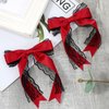 Giantree 2 Pcs Red Lace Hair Bow Clips for Women, Cute Lace Hair Bows Clips with Long Tail Ribbon for Wedding Halloween Gothic Dress Decor Accessories Gift