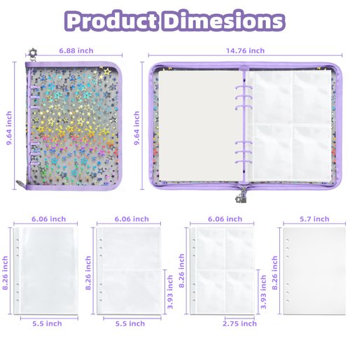 Mlife Sticker Storage Organizer, Sticker Organizer Binder Reusable Sticker Book Collecting Album A5 Sticker Collecting Book Sticker Album Holder with Blank Release Paper, Tweezer & Spatula(Purple)