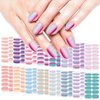 SILPECWEE 16 Sheets Mermaid Color Nail Wraps Self Adhesive Nail Polish Stickers Stick on Nail Polish Strips for Women Gel Nail Strips Fingernail Manicure Stickers with 1pc Nail File