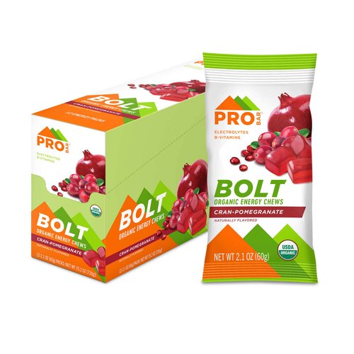 PROBAR - Bolt Organic Energy Chews, Cranberry Pomegranate, Non-GMO, Gluten-Free, USDA Certified Organic, Healthy, Natural Energy, Fast Fuel Gummies with Vitamins B & C (12 Count)