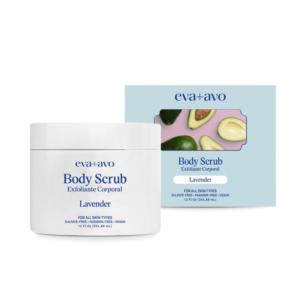 Eva+Avo Lavender Body Scrub, Vegan Formula, Sulfate-Free, 12 Fl Oz