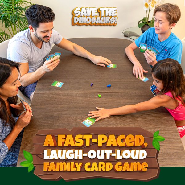 Save The Dinosaurs Card Game by Nerkin Games - Fun Fast-Paced Dinosaur Games for Kids 8-12 - Dinosaur Playing Cards