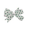 St. Patricks Day Hair Bow (1 Layer Green glitter clover on White with elastic headband)