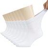 Hugh Ugoli Men's Cotton Diabetic Ankle Socks, Wide, Thin, Loose Fit and Stretchy, Seamless Toe & Non Binding Top, 8 Pairs, White, Shoe Size: 8-11