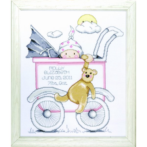 Tobin Baby Buggy Girl, 13 x 15 Cross Stitch Kit, 13"x15", 14 Count