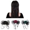 JKQBUX French Black ribbon Bow Barrette Rose Flower Hair Clips for Women Girls Hair Bowknot Clip Wedding Party Christmas 1PC Green