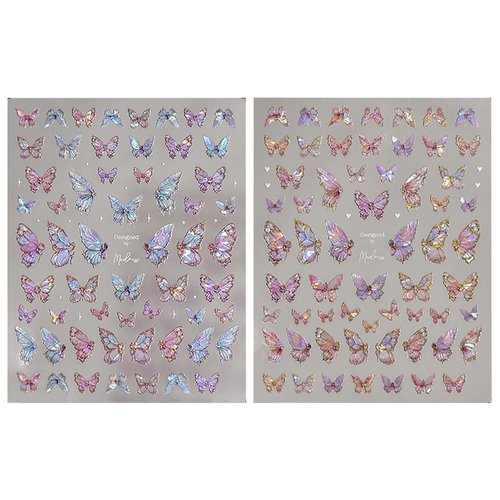 Shell Aurora Butterfly Nail Stickers for Women Butterfly Nail Art Stickers Pink Purple Butterfly Stickers for Nails Laser Butterfly Decor Nail Sticker Nails Stickers Nail Decals for Nail Art Supplies