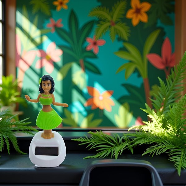 Green Solar Powered Dancing Hula Girl Dashboard Decorations Swinging Bobbleheads Toy Collection Figurines for Auto Interior Home Decor Science Kits and Toys
