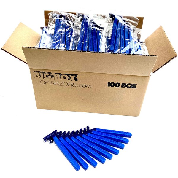 100 Box of Razor Blades Premium Disposable Stainless Steel Hospitality Quality Shavers High End Twin Blade Razors for Men and Women with Aloe Vera Lubrication Strip