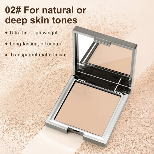 Boobeen Matte Face Finishing Powder, Smooth Setting Pressed Powder Makeup Oil Control Lightweight Long Lasting Makeup Setting Foundation Compact Powder, Soft Focus Effect Translucent Finish