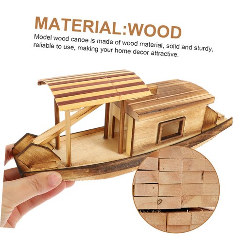 Vaguelly Boat Model Fishing Boat Decor Model Wood Canoe Juguetes Adultos Wood Trim Retro Model Mini Sailboat Figurine Wood Crafts for Kids Model Fishing Boat Wooden Boat Decorate Gift