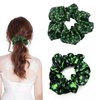 St Patricks Day Hair Scrunchies for Women Shamrock Headband Hair Accessories Clover Green Scrunchies Ponytail Holder St Patty's Day Accessories Elastic Green Hair Band Irish Headband 2Pcs