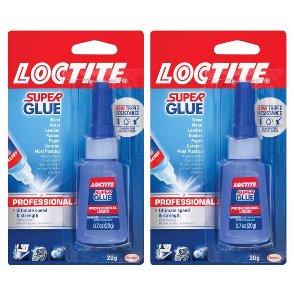 Loctite Super Glue Liquid Professional, Clear Superglue for Plastic, Wood, Metal, Crafts, & Repair, Cyanoacrylate Adhesive Instant Glue, Quick Dry - 0.7 fl oz Bottle, Pack of 2