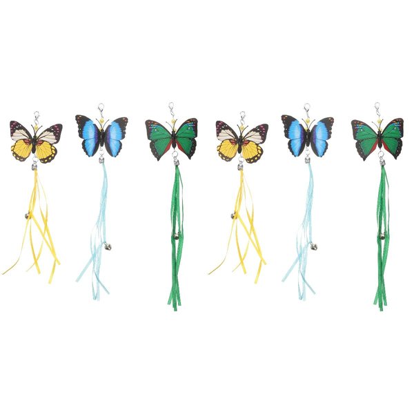 LUOZZY 6 Pcs Butterflies Cat Teaser Attachments Cat Wand Refills Teaser Cat Toy Replacements Interactive Cat Wand Toys