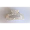 Generic Pearly white iridescent rectangle marbled hair claw clip (Size: 4), 1 Count (Pack of 1)