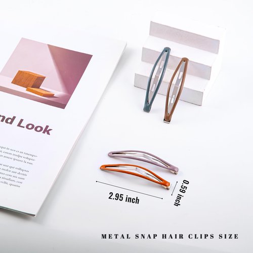 Cptots 20 PCS Sparkle Snap Hair Clips 2.95 x 0.59 Inches Metal Hair Barrettes for Women Non Slip Barrettes for Thick and Thin Hair,Light Multiple Colors