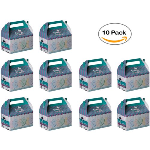 Hammont Paper Treat Boxes - (10 Pack) - Party Favors Treat Container Cookie Boxes Cute Designs Perfect for Parties and Celebrations 6.25" x 3.75" x 3.5" (Cotton Candy)