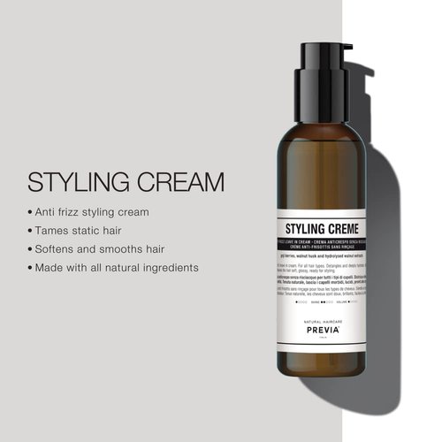 PREVIA Anti Frizz Leave-In Creme - Styling Cream for Frizzy Hair with Apricot Extract - Leave-In Frizz Treatment (6.7 oz)