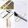 NELJIBEHU Metal Pen Clips in Gold/Silver/Rose Gold - Pack of 12 Paperclip Pen Holders for Notebooks and Papers, Metal Pen Clip Holder and Pen Holder Clip Included
