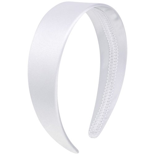 Wecoe White Headband 1.6 Inch Wide Silk Satin Headband Women Non Slip Fashion Plain Head Band Solid Hair Band DIY Holiday Hair Accessories for Women Girls Diademas Para Mujer Gifts