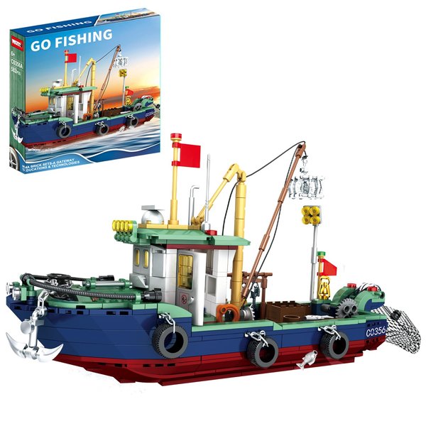 WVINVW Fishing Boat Building Blocks Sets, Compatible with Lego Boat Sea Fishing Building Blocks Toy Set Collection Decoration, Gifts for Boys and Girl Ages 6-12 Years Old and up, 582 Pcs
