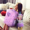 Wettarn 18 Inch Doll Carrier Set with Clothes and Accessories Including Doll Travel Bag, Doll Dress, Doll Shoes, Doll Sunglasses, Doll Backpack and Unicorn for Unicorn Birthday Gift(Purple)