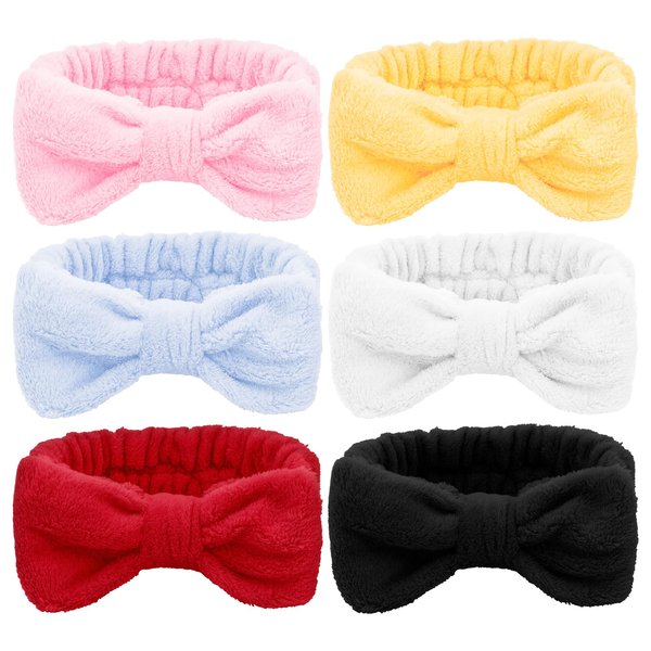 Ondder 6 Pcs Skincare Spa Makeup Headband for Washing Face Terry Cloth Face Wash Headband Head Band for Skin Care Soft Make Up Headbands Bow Hair Band for Women Girls Spa Hair Accessories for Party
