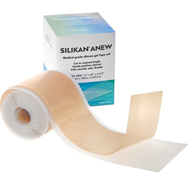 New Silicon Gel Medical Grade Scar Tape- Para Cicatrices Soft Silikan Silicone Sheeting Strips Breast Scar Surgery Pale Skin Color Roll 1.6” X 60” /4 mths Scar Recovery Soft Thin Silicone Adhesive