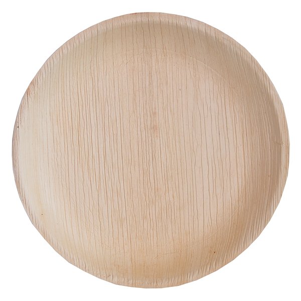 Atmos Green 25 pack 6" Round Palm Leaf Dinner Plate Compostable disposable premium heavy duty Eco-Friendly Microwave Refrigeration safe Bamboo like Wedding Events Party