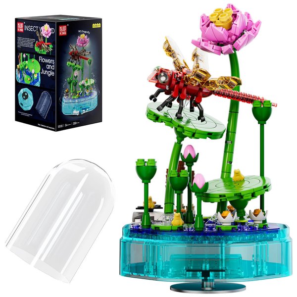Mould King Insect Collections Dragonfly Building Sets with Lutos Building Blocks, Dragonfly Building Kits for Adults and Kid Boys Girls 8 9 10, 396 Pieces Natural Style STEM Toy Music Box with Lights
