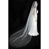 Bridal Veil White 1 Tier Cathedral Length With Clear Bead And Seed Bead on Edge