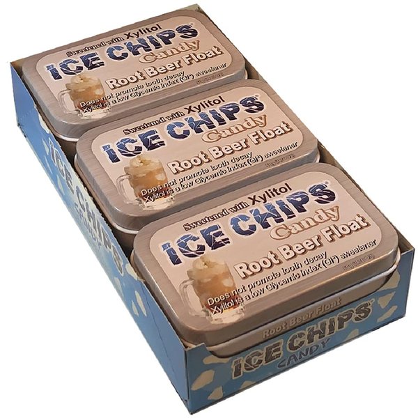 ICE CHIPS Xylitol Candy Tins (Root Beer Float, 6 Pack); Low Carb, Gluten Free - Includes BAND as shown