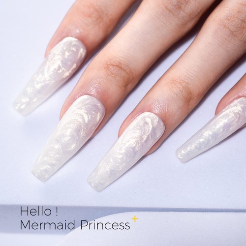 BURANO White Pearl Gel Nail Polish, Mermaid Glitter Gel Polish Drawing Gel Nail Polish, Shell Thread Nail Gel Shimmer UV LED Gel for Home DIY & Salon Professional Using LW3