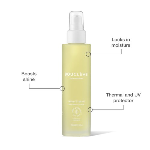 Bouclème Revive 5 Hair Oil - Prevent Hair fall - Anti Dandruff - Frizz Free - Improves Shine and Color Vibrancy - 97% Naturally Derived Ingredients and Vegan- 3.3 fl oz