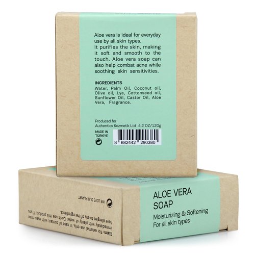AUTHENTIC BATH & SOAP Cold Processed -Aloe Vera Soap Bar- Soothing, Hydrating for Men & Women, Natural, Cruelty Free, Vegan, Handmade, Face & Body Wash for All Skin Types. (Pack of 2) 4.2 Oz Each