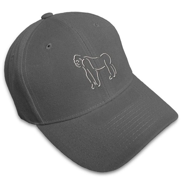 Custom Baseball Cap Gorilla Outline Embroidery Wild Animals Acrylic Dad Hats for Men & Women Dark Grey Design Only