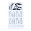 Silver Chrome Press on Nails Almond Fake Nails with Medium False Nails Design Acrylic Artificial Nails Glossy Glue on Nails Full Cover Stick on Nails for Women Girls Manicure Art 24Pcs