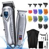 Hair Clippers for Men&Women, 5 Hours Cordless Hair Cutting Kit with 10 Combs, LED Display, Low Noise Professional Beard Trimmer Barber Clippers Hair Cutting Kit with Scissors,Cape (25 Pack)