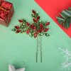 Teyglen Crystal Wedding Hair Pins Red Green Rhinestone Bridal Hair Clip Pin Flower Crystal Hair Piece Hair Accessories Jewelry for Women Christmas(Red and green)