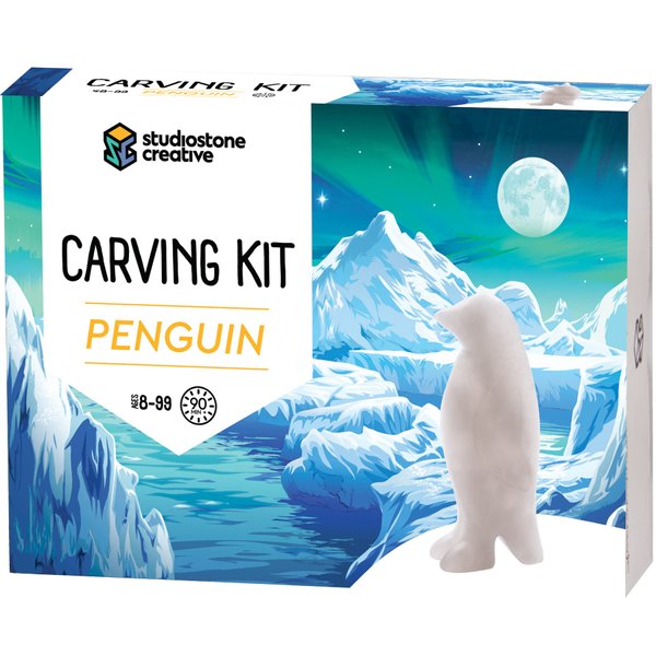 Studiostone Creative DIY Arts & Crafts Carving Kit Kids Adults Penguin Alabaster Sculpture Soapstone