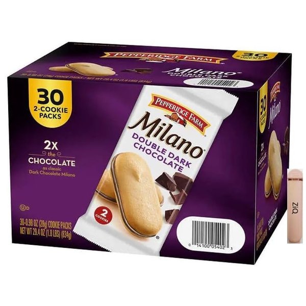 Pepperidge Farm, Milano, Cookies, Double Dark Chocolate, 29.4 oz, Multi-pack, 30 count - 0.98 OZ (28g) Cookie Packs / ZiQ clip 1pc