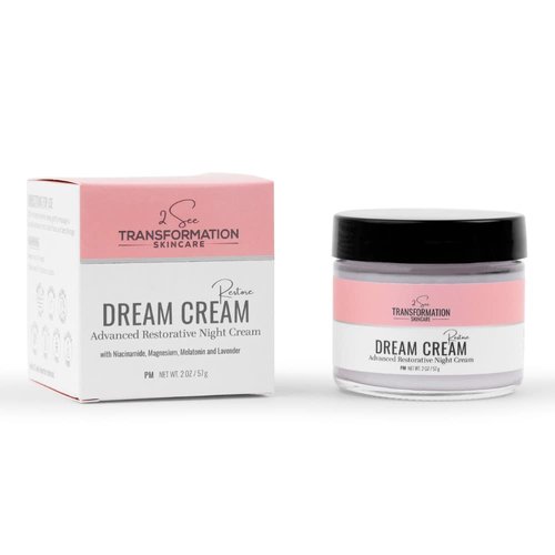 Dream Cream Menopause Skincare Night Cream - Wake Up Rested + Restored with Hyaluronic Acid, Niacinamide, Peptides, Melatonin and Magnesium. Overnight Face Mask by 2 See Transformation