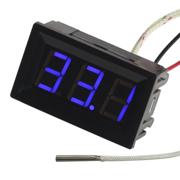 UCTRONICS -30-800 Degree Centigrade Digital Temperature Meter Blue LED Display K-Type Thermocouple Temp Sensor 2-Wires Reverse Polarity Protection with Black Case