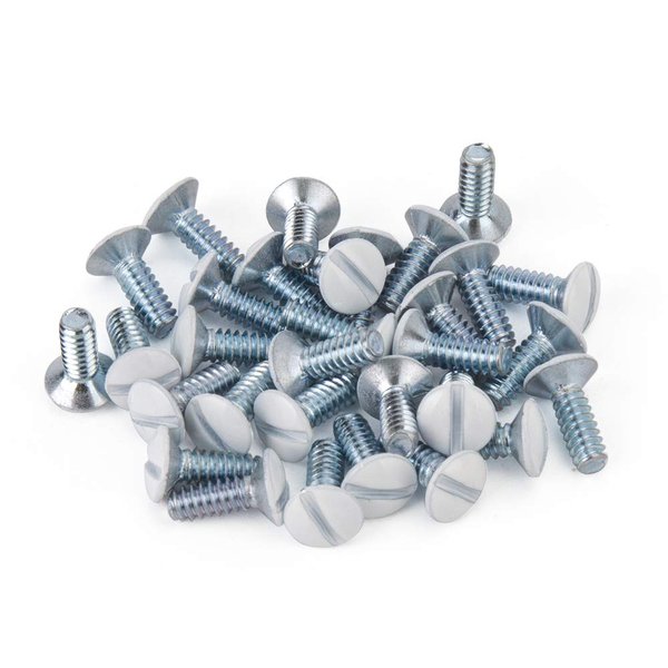 Henne Bery 3/8" Long 6-32 Thread, Oval Head Milled Slot Replacement Wall Plate Screws, 30 Pack, White