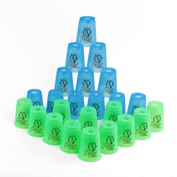 SEISSO 24PCS Quick Stack Cups, Speed Sports Training Game for School Family Party, Kids Gifts Starter Set of Stacking Cup, Blue & Green