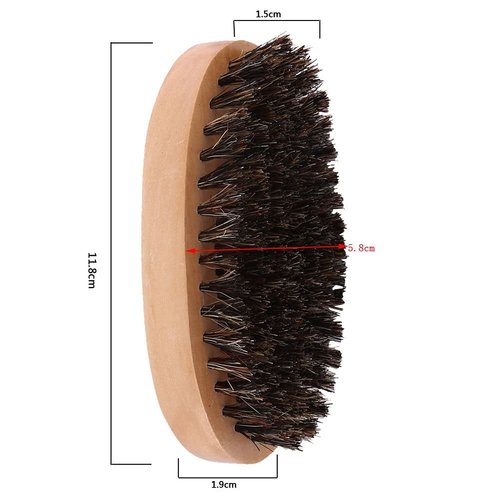 Beard Brush, Men Faux Boar Bristle Wood Handle Military Pocket Mustache Beard Grooming Comb Brush