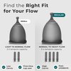 EcoBlossom Reusable Menstrual Cup and Case - The Most Reliable Medical Grade Silicone Period Cups - Comfortably use for 12 Hours (Small (Pack of 2), Gray Cup & Case)