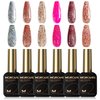 Morovan Gel Nail Polish Set: 6 Colors Glitter Gel Polish Sliver Gold Pink Nail Polish Gel Starter Kit Soak Off Curing Required Sparkle Glitter Gel Nail Polish Colors For DIY Home Salon