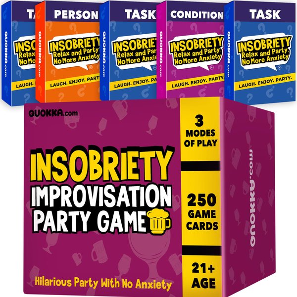 QUOKKA Fun Party Game for Adults - 250 Cards | Improv Game | Funny Challenges - Hilarious Game for Game Night